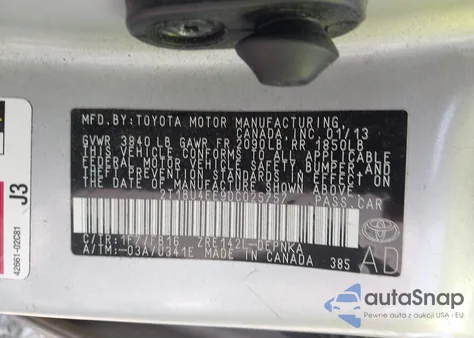 2013 Toyota Corolla Le from USA, damaged, VIN 2T1BU4EE9DC025757